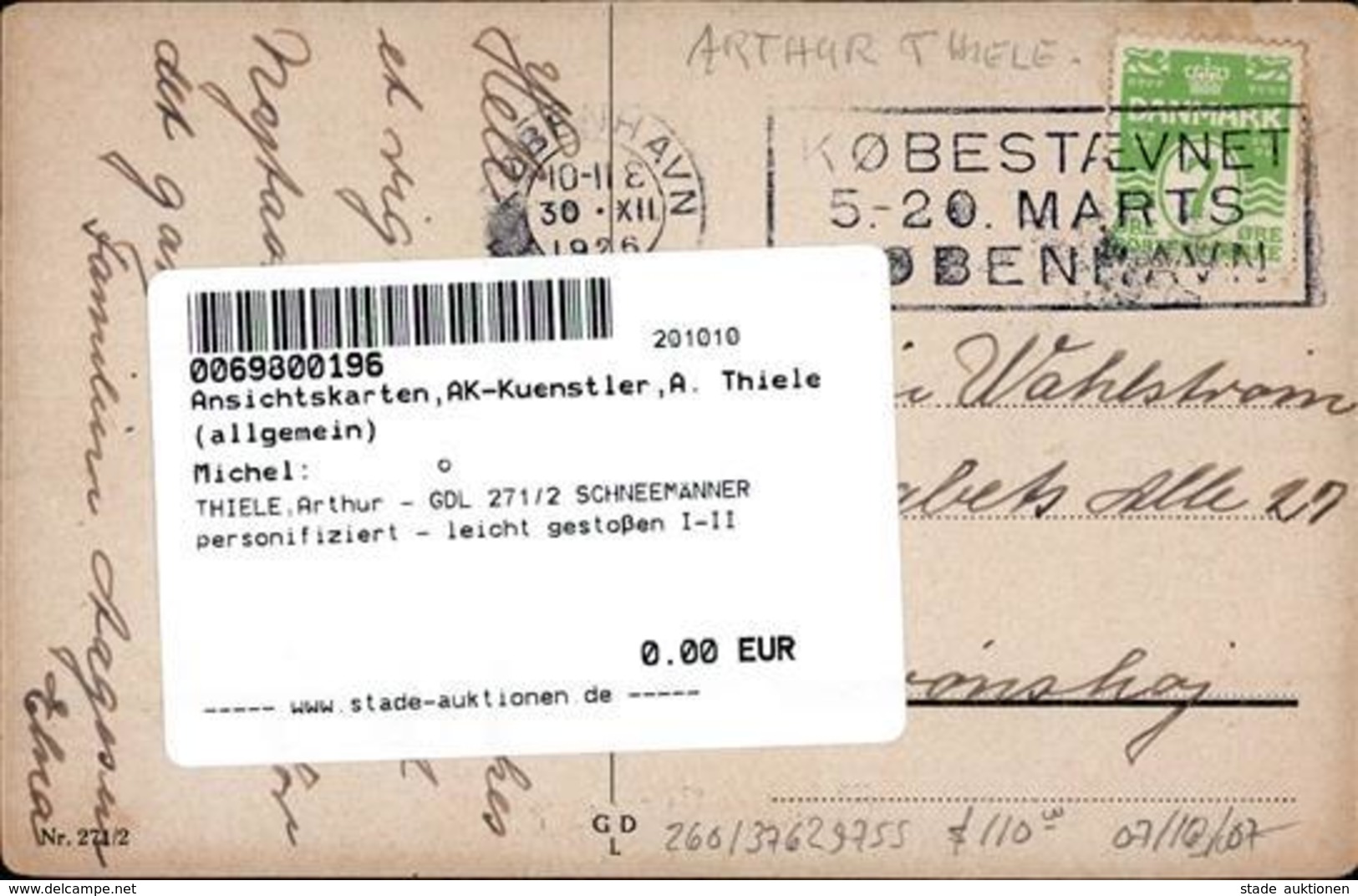 THIELE,Arthur - GDL 271/2 SCHNEEMÄNNER Personifiziert - Leicht Gestoßen I-II - Thiele, Arthur