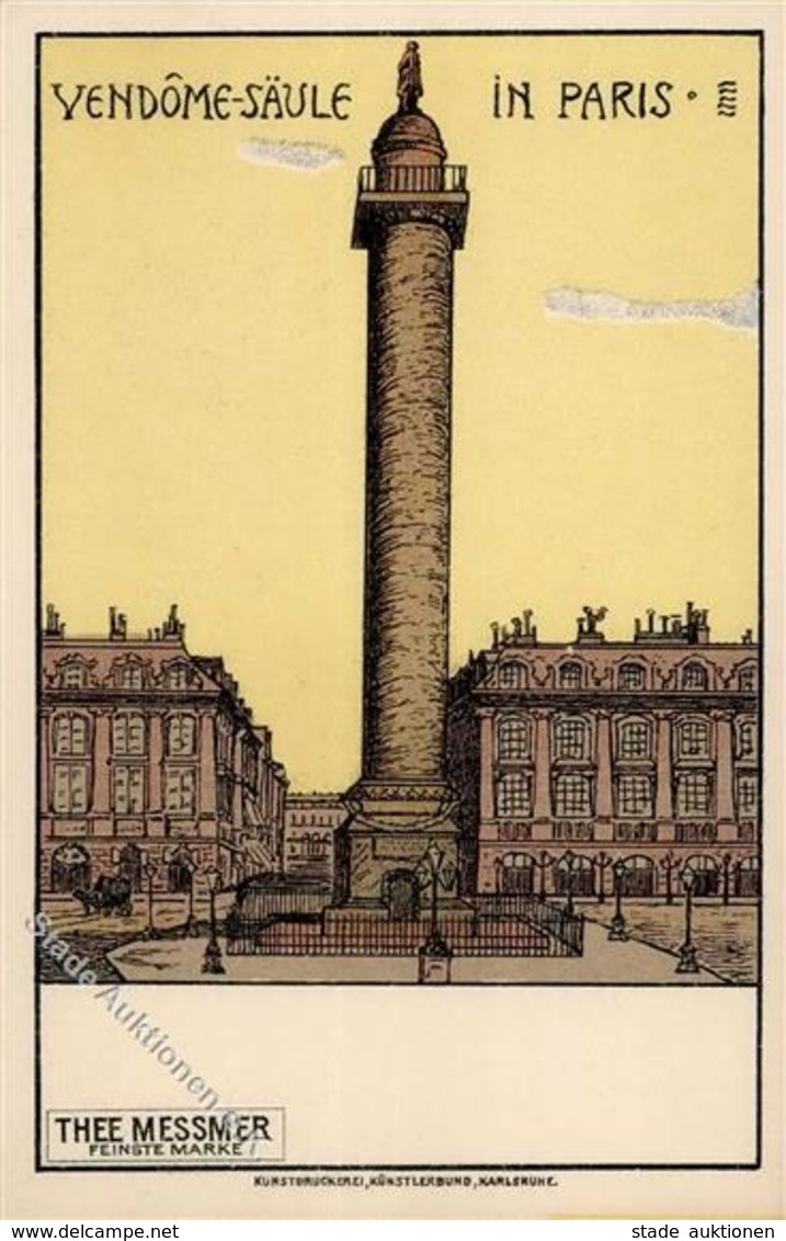 Karlsruher Künstlerbund Vendome Säule Paris Thee Messmer Künstlerkarte I- - Autres & Non Classés