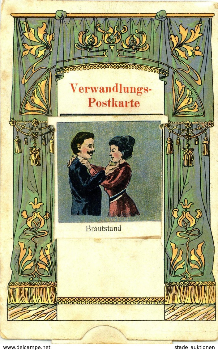 Mechanik-Karte Mann Und Frau Verwandlungs Postkarte Ziehkarte II (fleckig, Abgestoßen) - Sonstige & Ohne Zuordnung