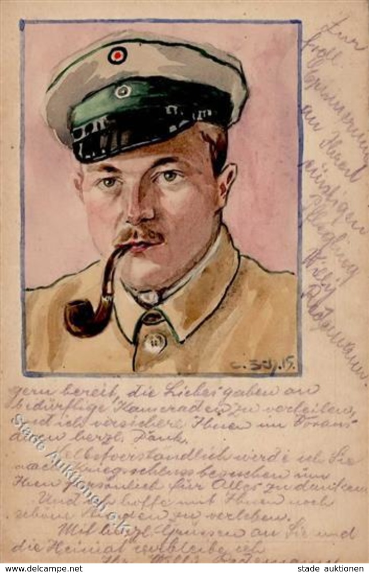 Handgemalt Soldat WK I  Künstlerkarte I-II (Eckbug, Fleckig) Peint à La Main - Sonstige & Ohne Zuordnung