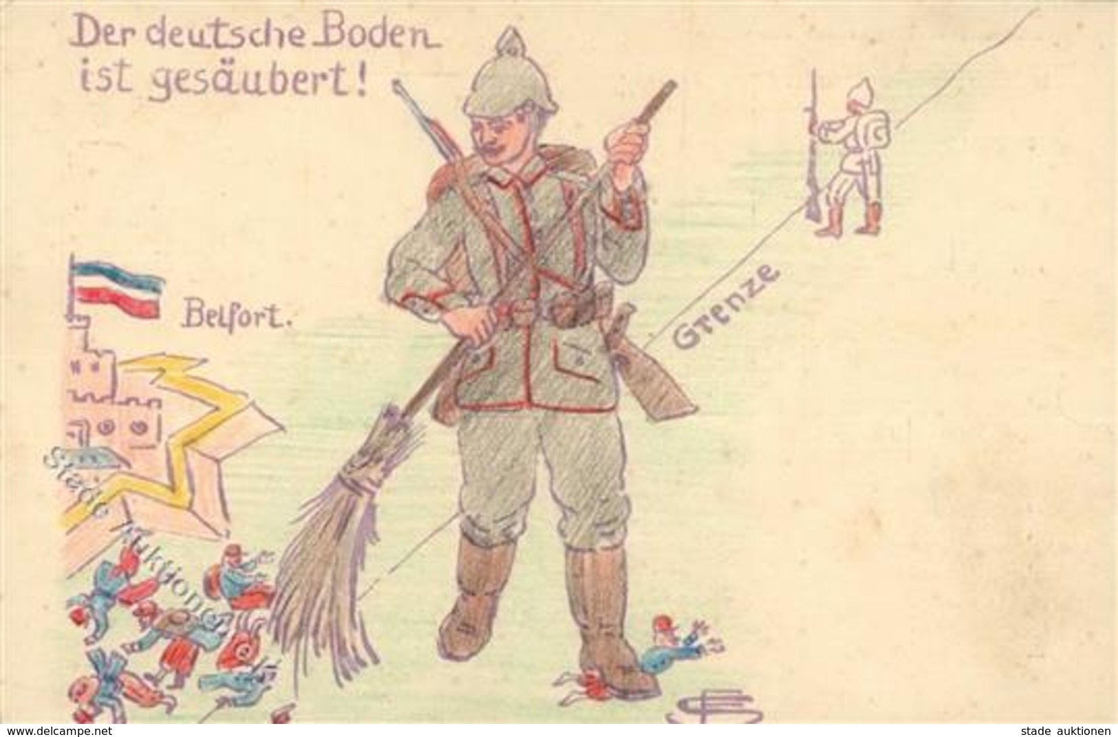 Handgemalt WK I Soldat Pickelhaube Künstlerkarte I-II Peint à La Main - Otros & Sin Clasificación
