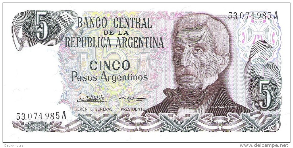 Argentina - Pick 312 - 5 Pesos Argentinos 1983 - 1984 - Unc - Argentina