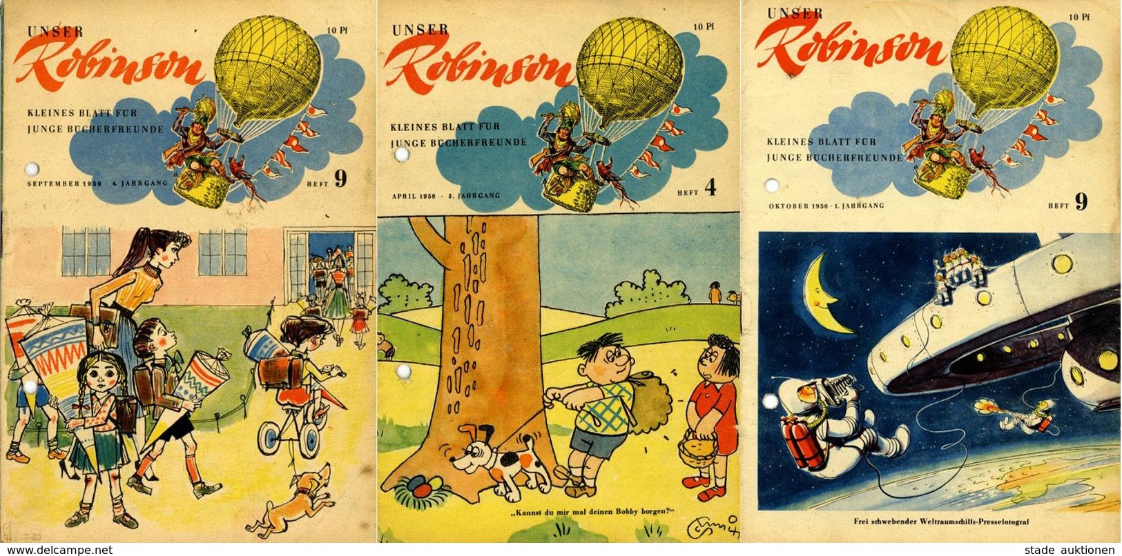Kinderbuch Comic Ehemlg. DDR Unser Robinson Lot Mit 12 Heften II- (Aktenlochung, Div. Seiten Beschädigt, 3 Hefte Ohne Um - Juegos Y Juguetes