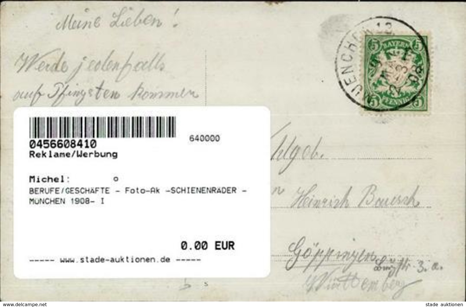 BERUFE/GESCHÄFTE - Foto-Ak -SCHIENENRÄDER - MÜNCHEN 1908- I - Publicité
