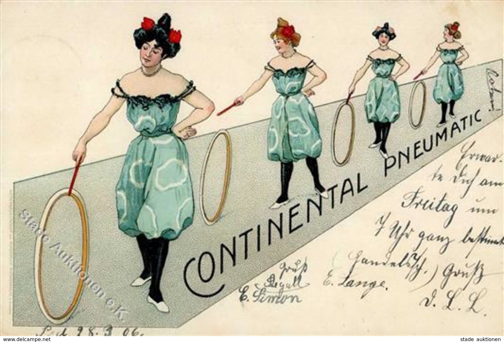 Continental Pneumatic Frauen Künstler-Karte 1906 I-II Femmes - Publicité