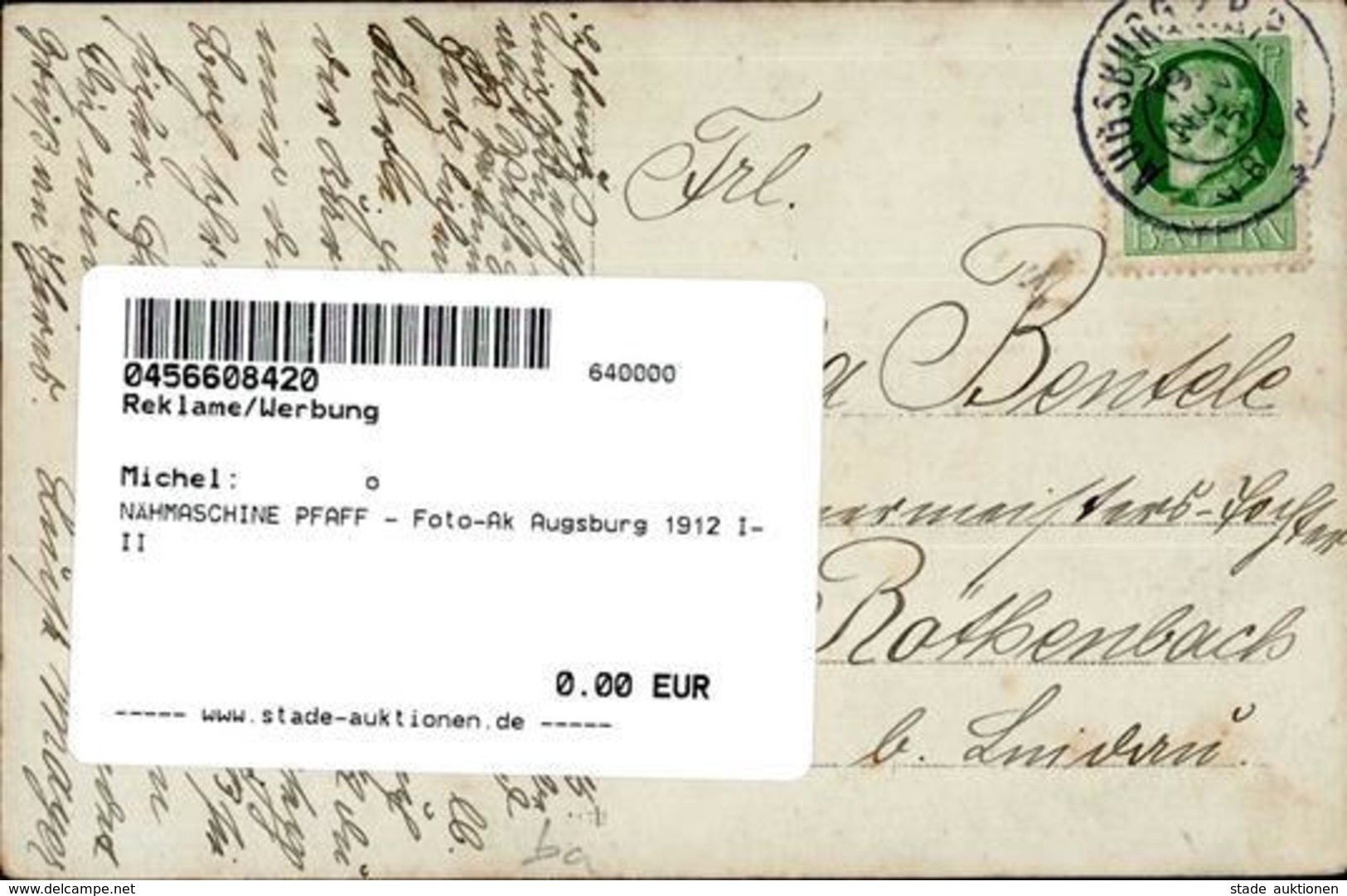 NÄHMASCHINE PFAFF - Foto-Ak Augsburg 1912 I-II - Reclame