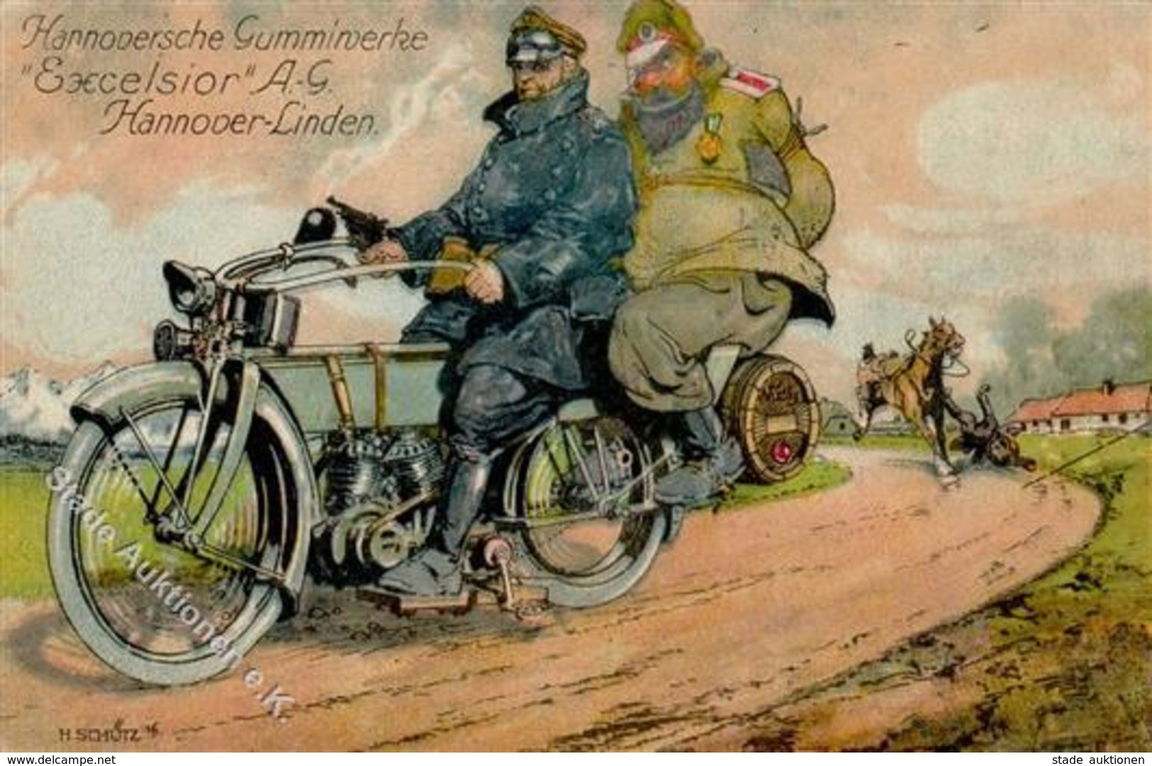 Werbung Auto Hannover (3000) Excelsior Motorrad Sign. Schütz, H. I-II Publicite - Publicité