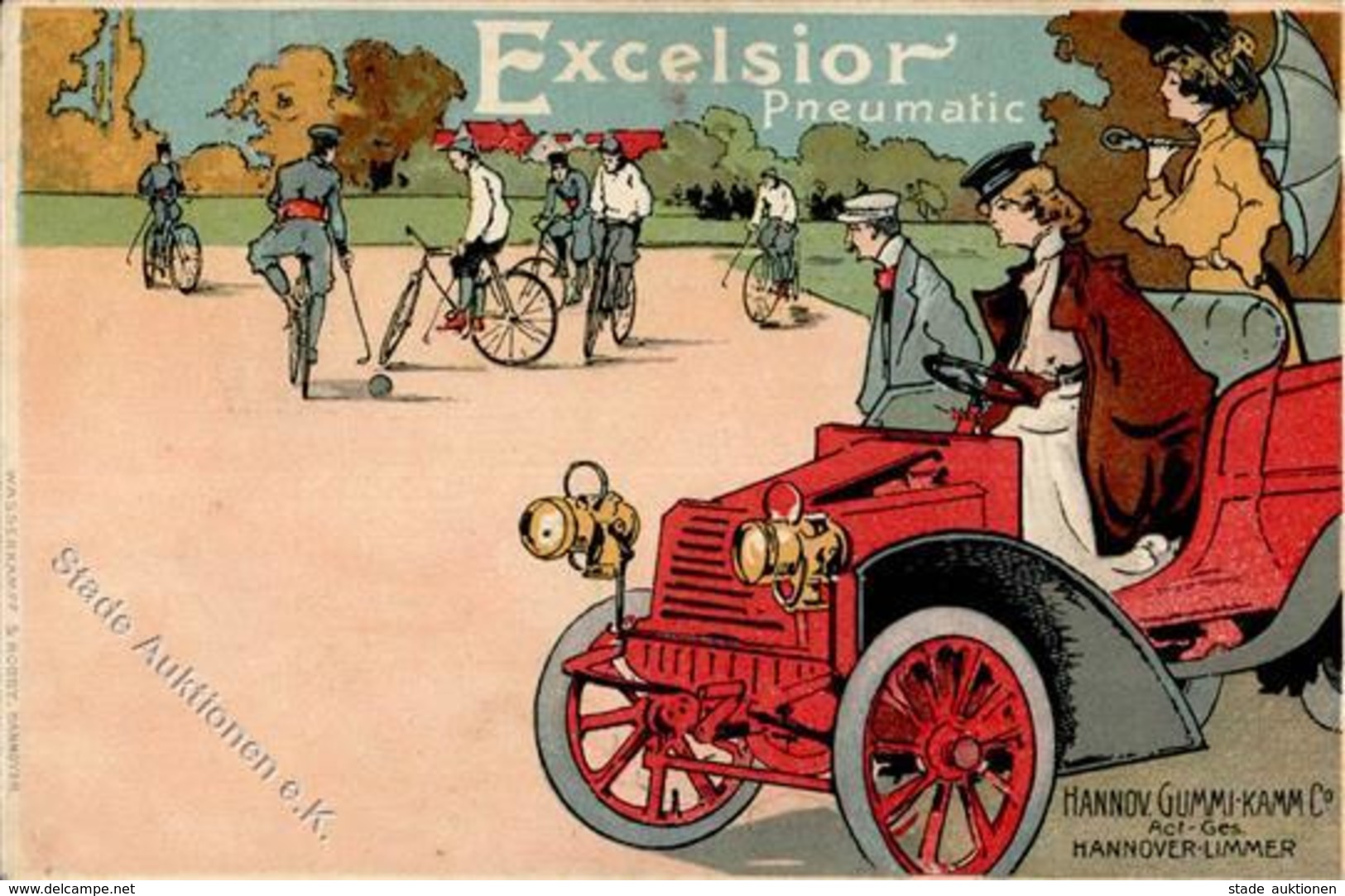 Werbung Hannover Exelsior Pneumatic Hannover (3000) Auto Fahrrad I-II (Eckbug Repariert) Publicite Cycles - Publicidad