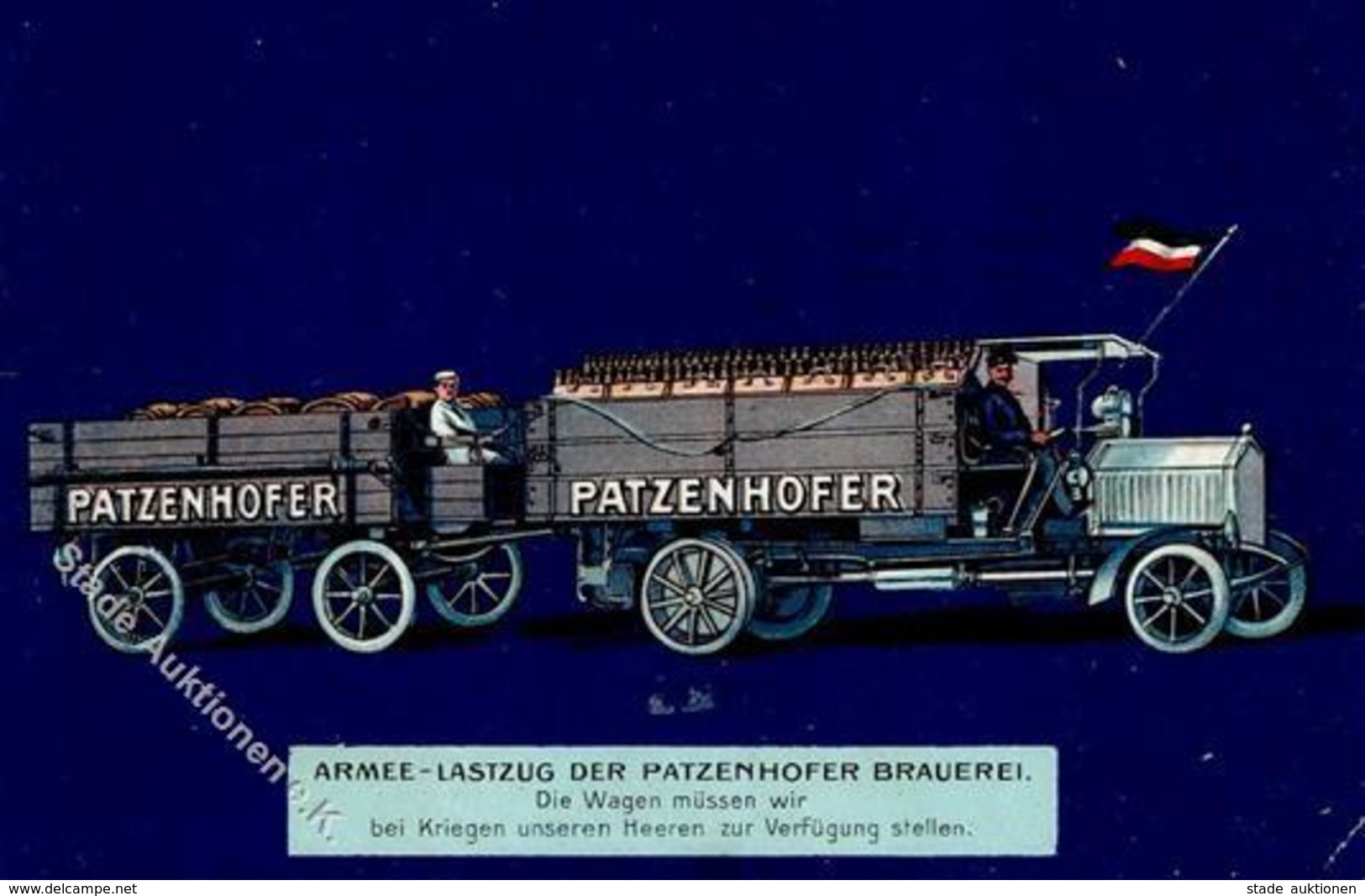 Werbung Bier Brauerei Patzenhofer Armee Lastzug 1910 I-II (Eckbug) Publicite Bière - Reclame