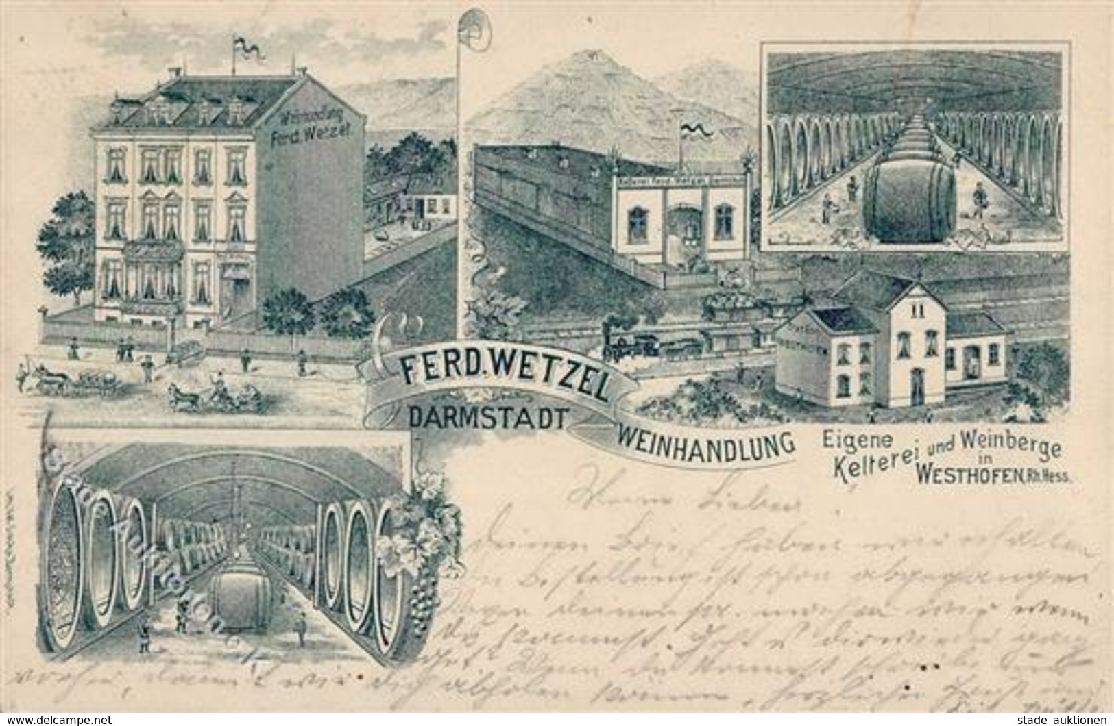 Wein Darmstadt (6100) Weinhandlung Ferd. Wetzel 1900 I-II Vigne - Exposiciones