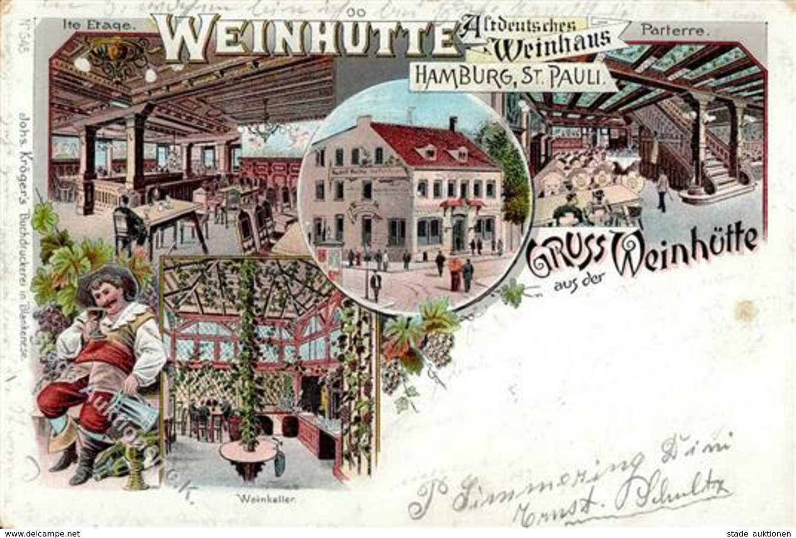 Wein St. Pauli (2000) Altdeutsches Weinhaus Weinhütte Lithographie 1899 II (Ecken Abgestoßen, Fleckig) Vigne - Ausstellungen