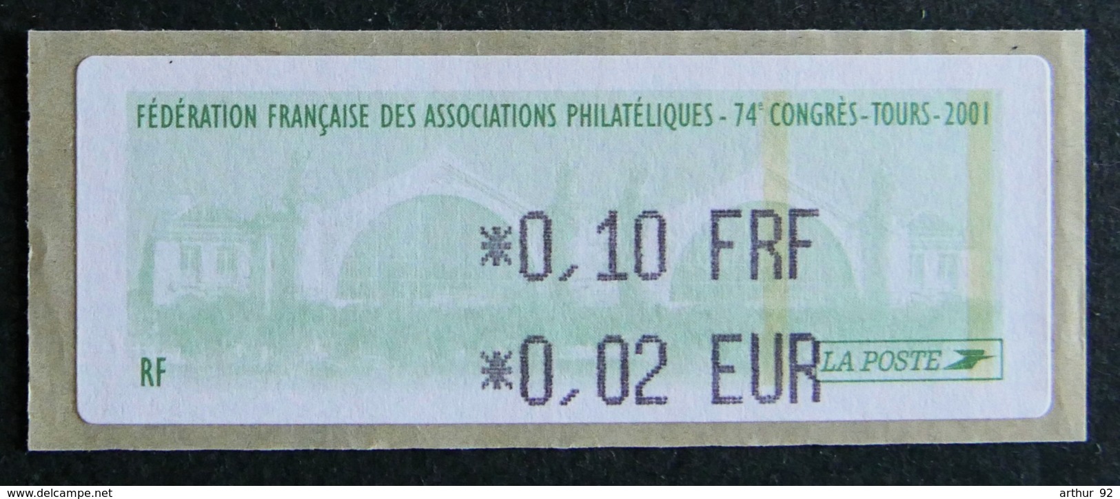 FRANCE - 2001 -24è CONGRES FFAP TOURS - 1999-2009 Abgebildete Automatenmarke