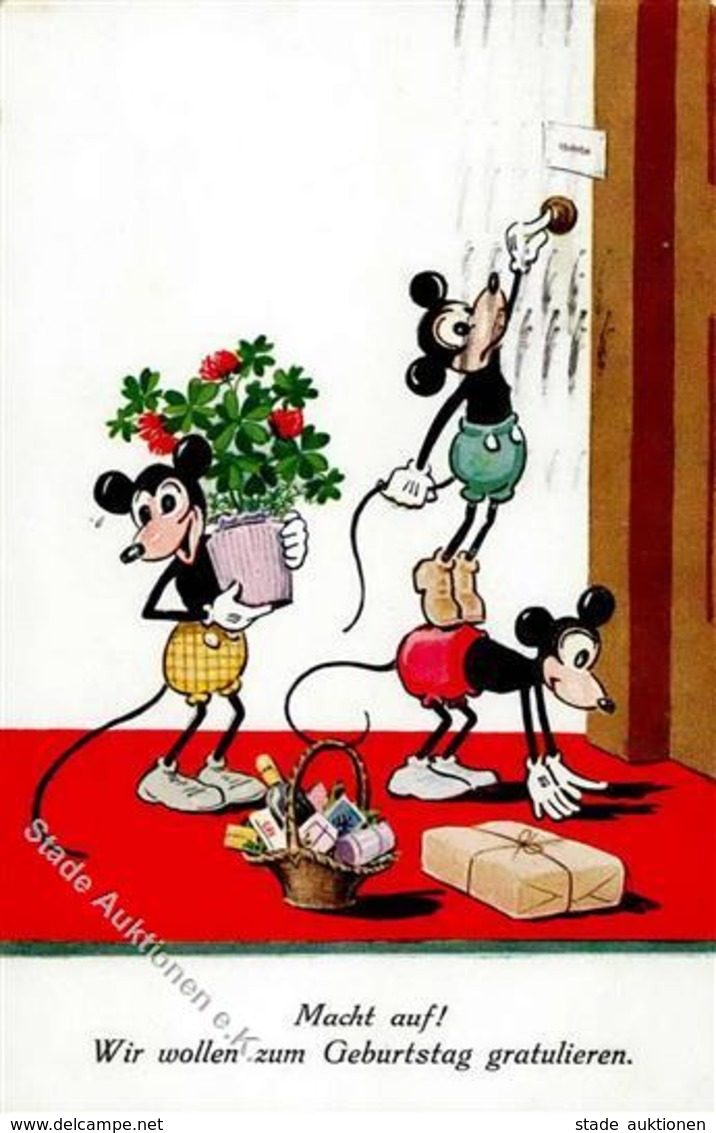 Walt Disney Micky Maus Geburtstag  Künstlerkarte I-II (fleckig) - Autres & Non Classés