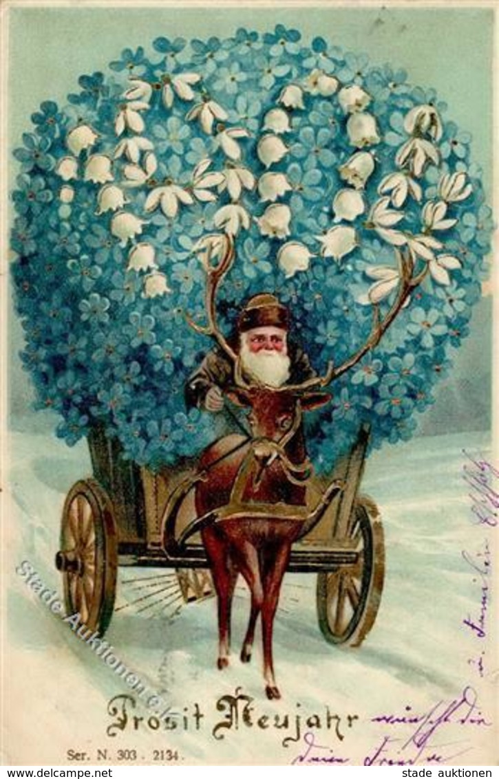 Jahreszahl 1904 Weihnachtsmann Neujahr Prägedruck 1903 I-II Pere Noel Bonne Annee - Otros & Sin Clasificación