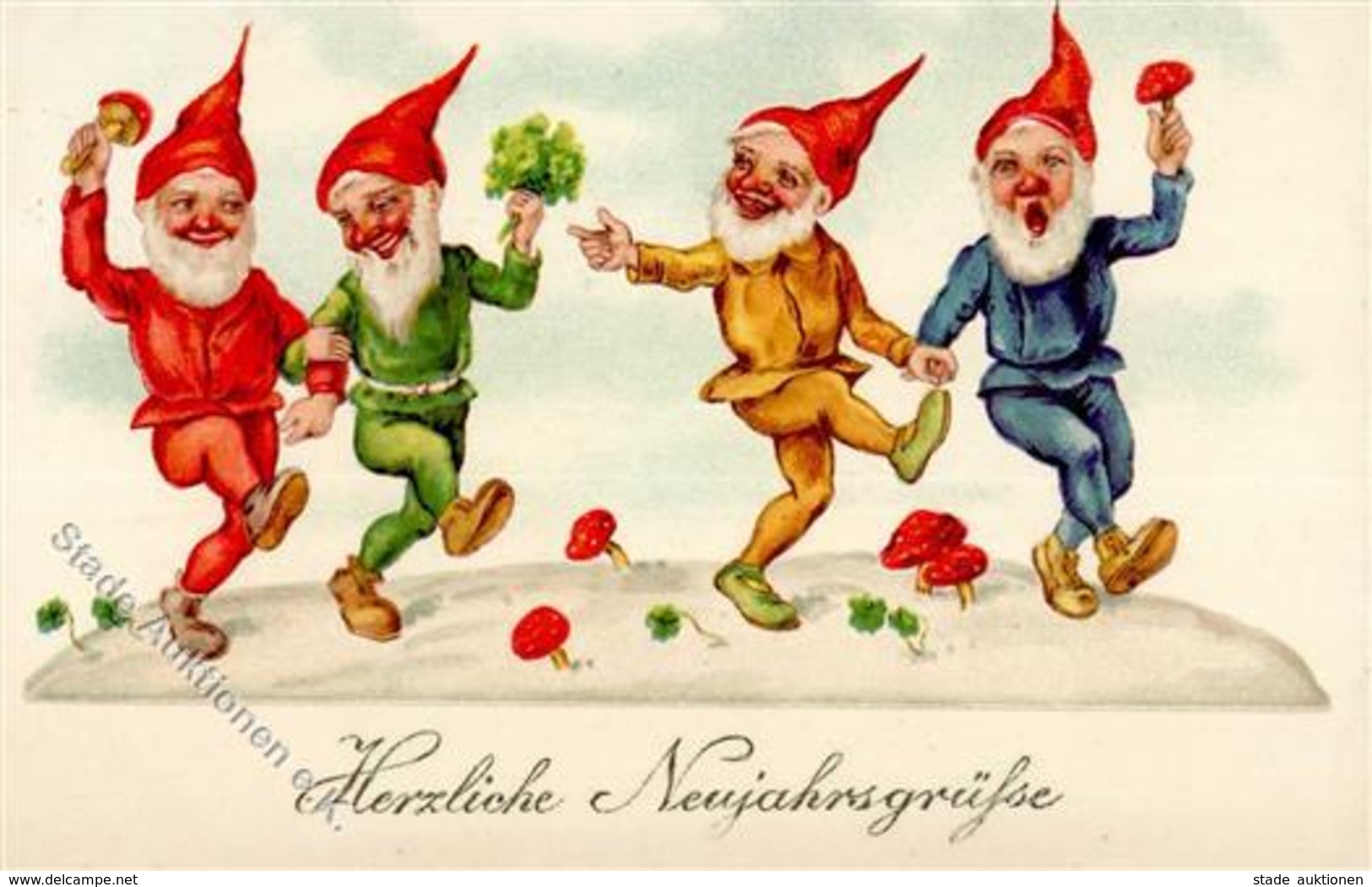 Zwerg Pilze Neujahr  I-II Bonne Annee Lutin - Fairy Tales, Popular Stories & Legends