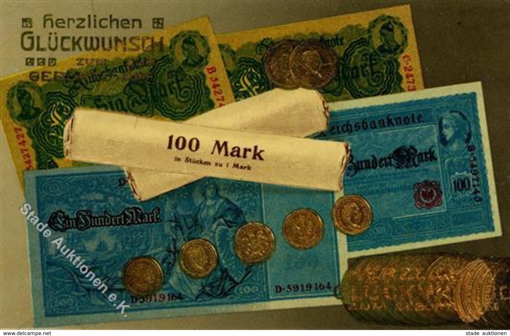 Geld Auf AK Glückwunsch Prägedruck 1914 I-II Argent - Autres & Non Classés