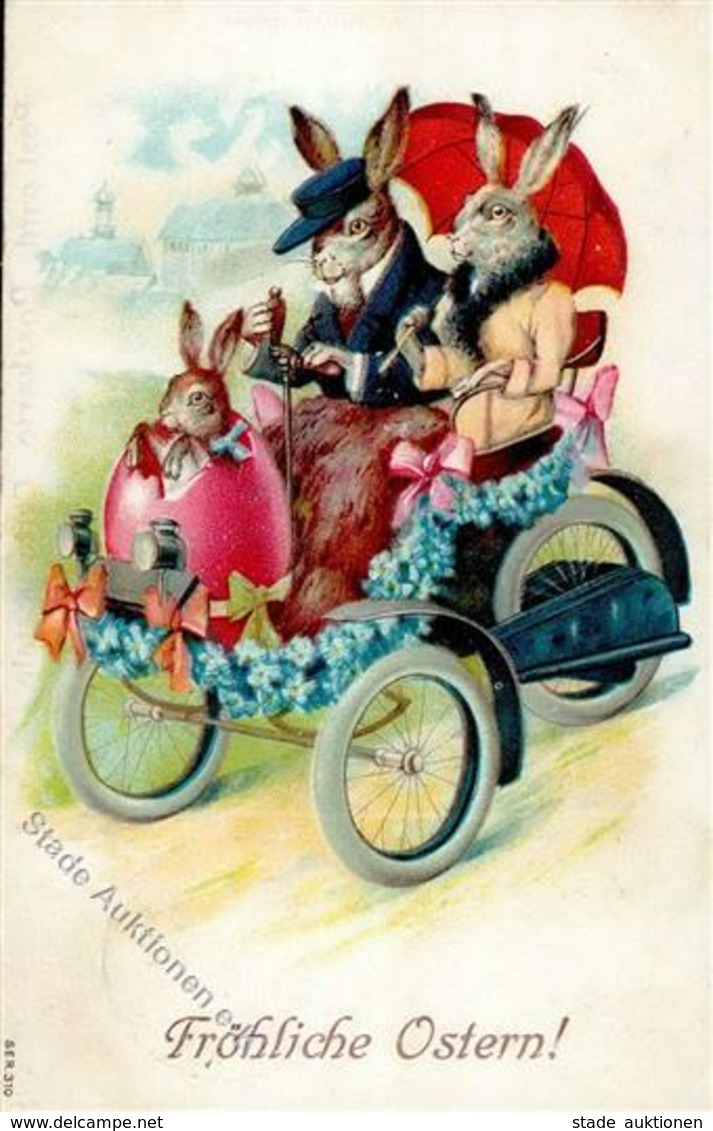 Ostern Hasen Personifiziert Auto 1909 I-II Paques - Easter