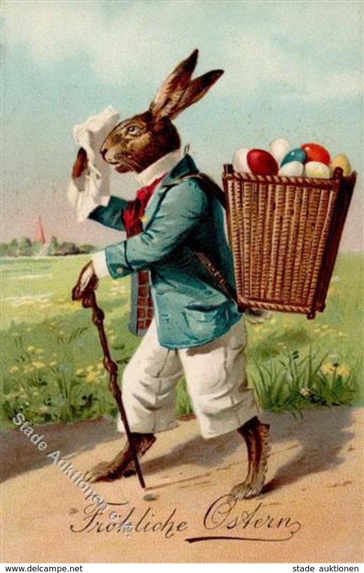Ostern Hasen Personifiziert Lithographie 1907 I-II Paques - Ostern