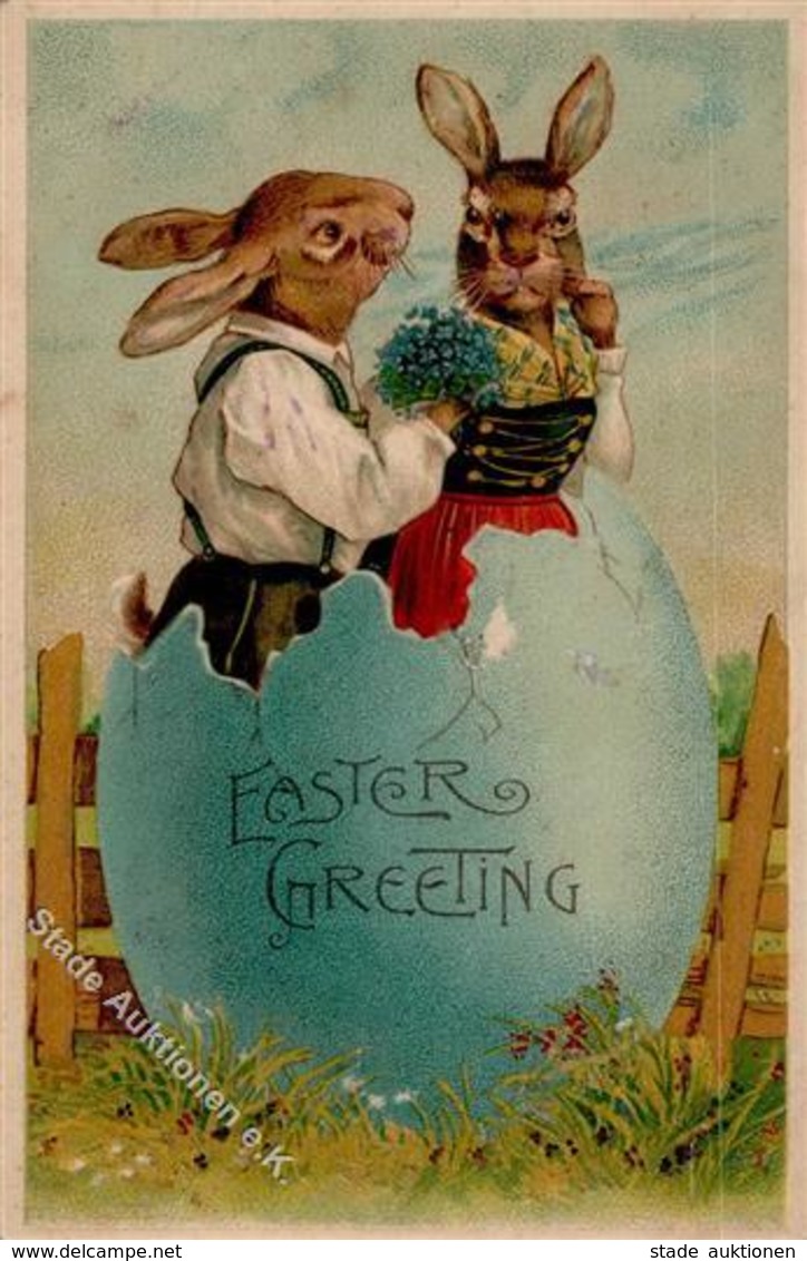 Ostern Hasen Personifiziert Prägedruck 1908 I-II (fleckig) Paques - Pasen