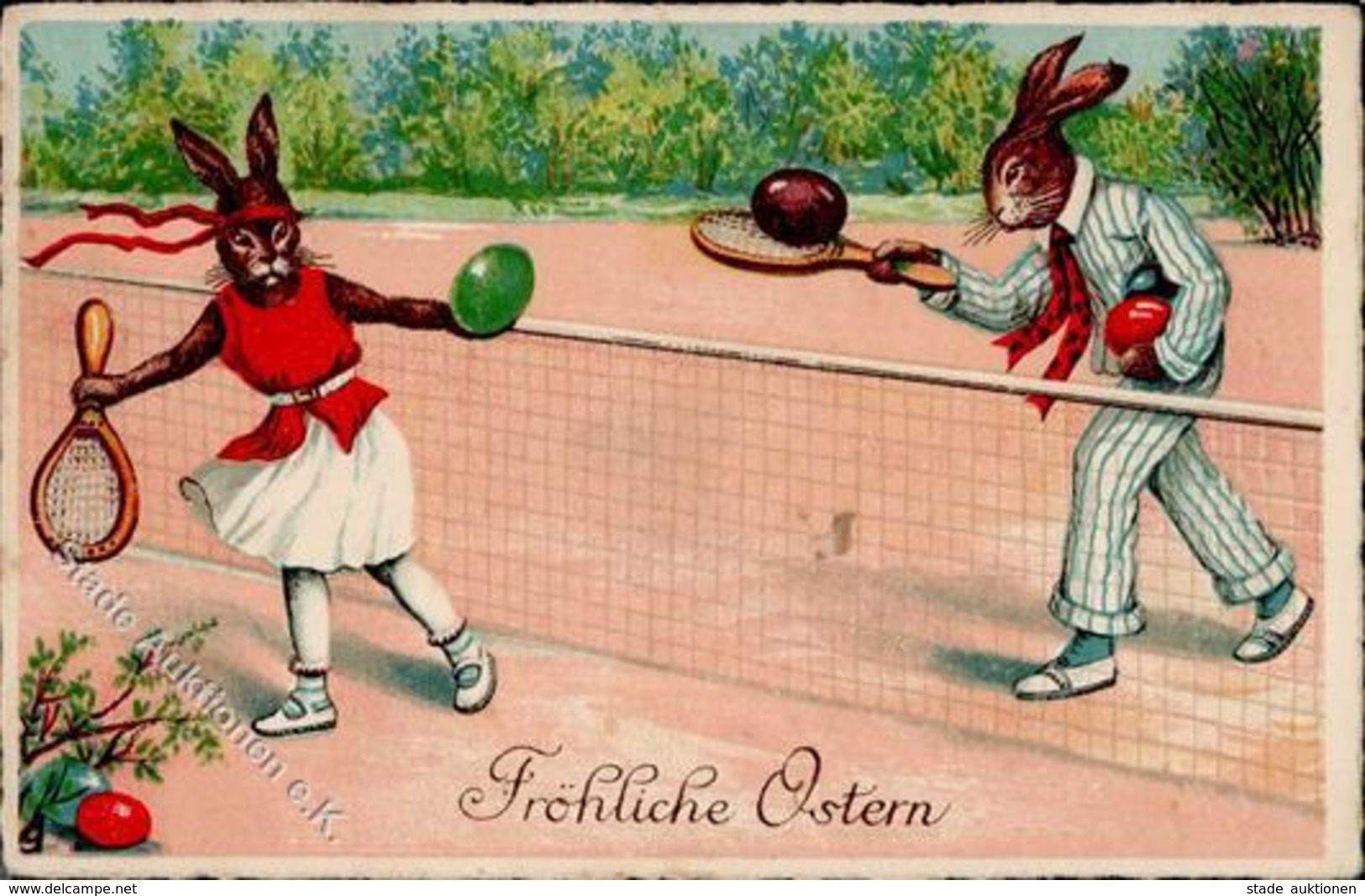 Ostern Hasen Personifiziert Tennis  I-II (Marke Entfernt) Paques - Pascua