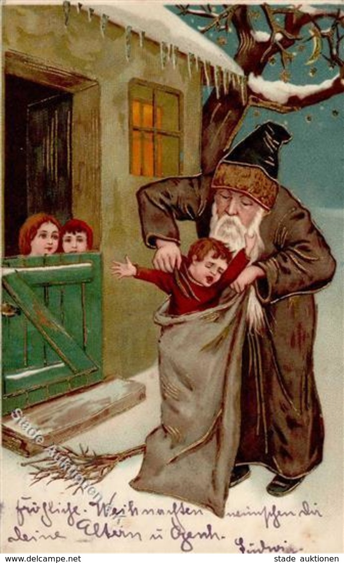 Weihnachten Knecht Ruprecht Sackt Kind Ein Prägedruck 1905 I-II Noel - Autres & Non Classés