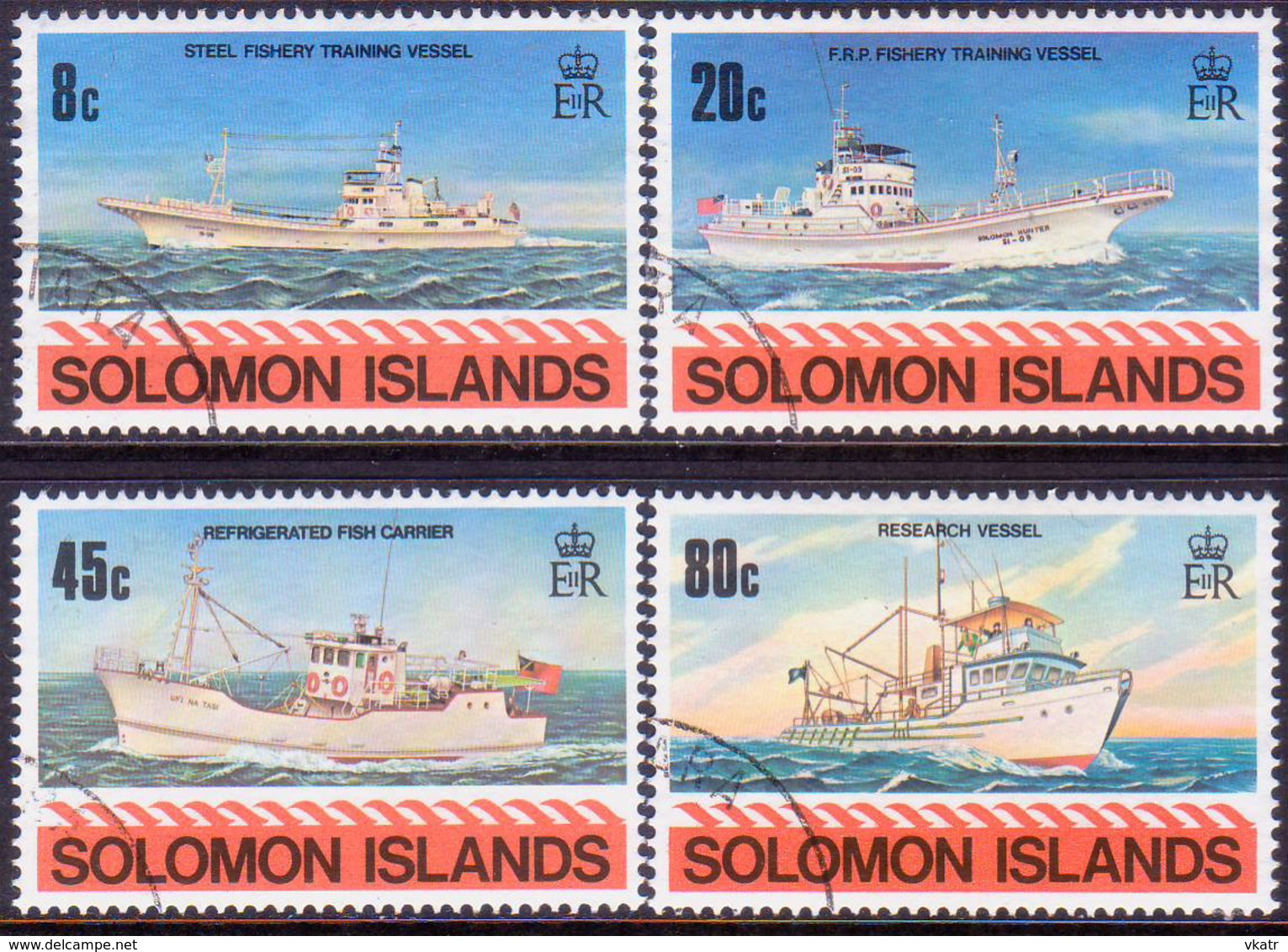 SOLOMON ISLANDS 1980 SG #413-16 Compl.set Used Fishing. Ancillary Crafts - Islas Salomón (1978-...)