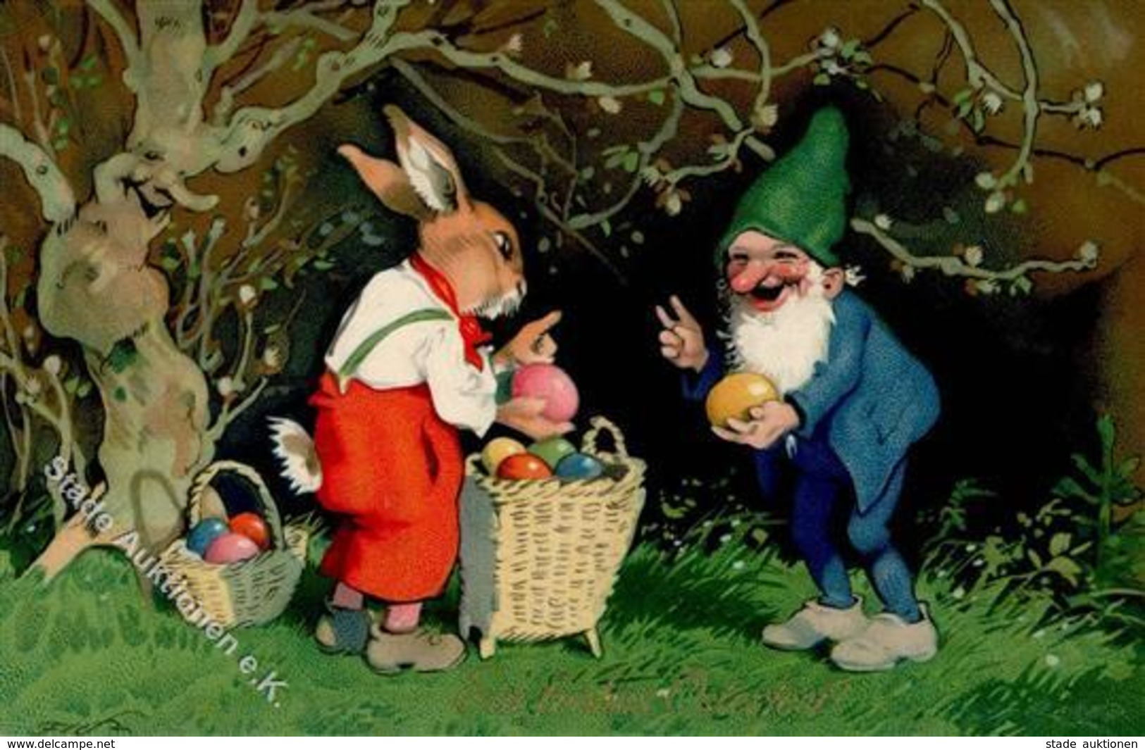 Baumgarten, Fritz Hasen Personifiziert Zwerg Ostern Künstlerkarte I-II Paques Lutin - Baumgarten, F.