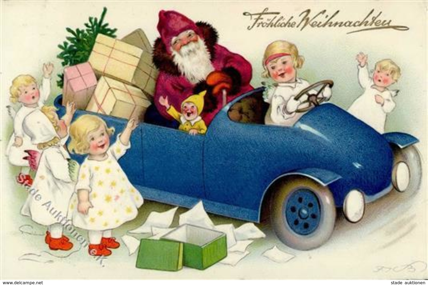 Baumgarten, Fritz Weihnachtsmann Engel Auto  Künstlerkarte I-II Pere Noel Ange - Baumgarten, F.