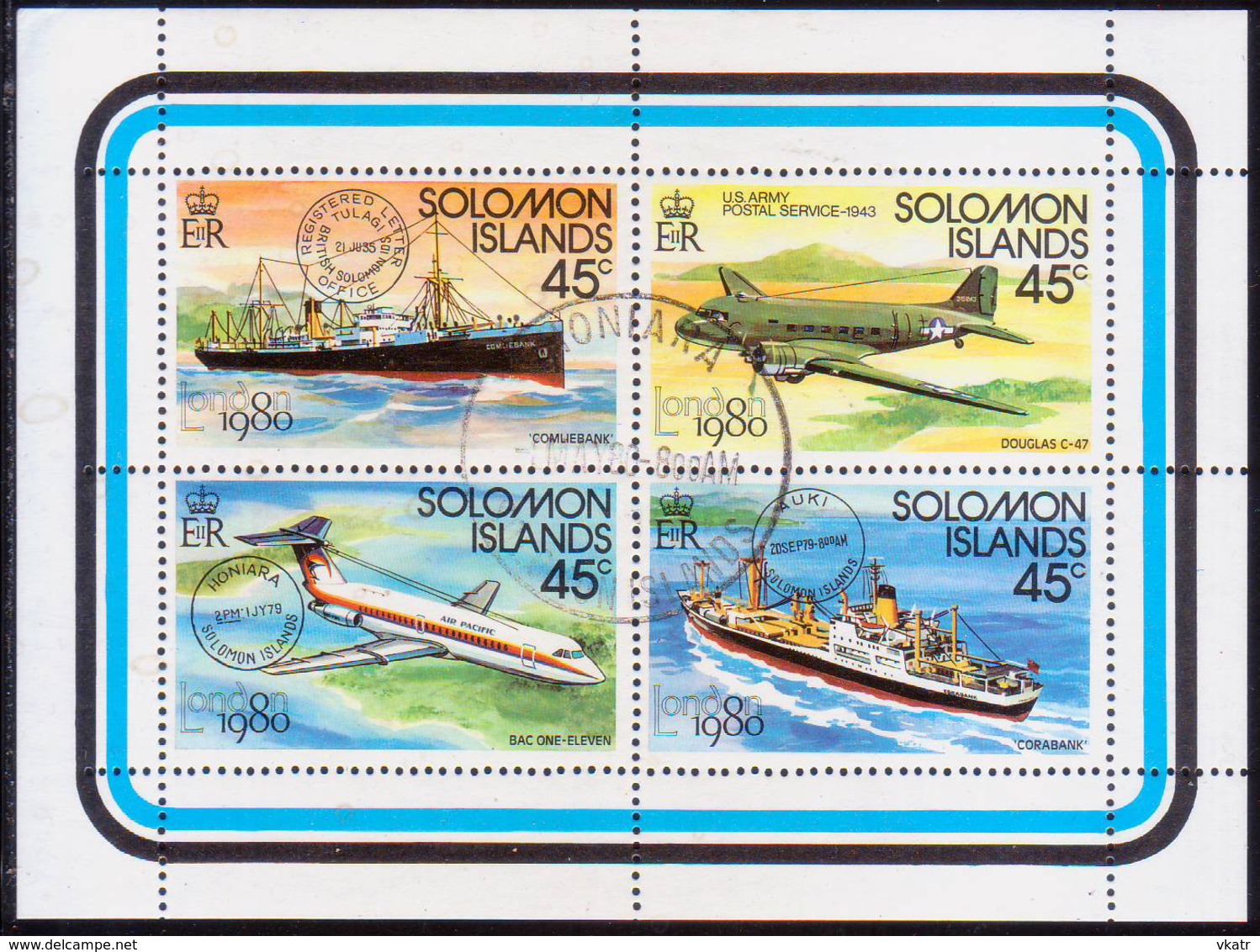 SOLOMON ISLANDS 1980 SG #417-20 Compl.set In A Sheetlet Used London 1980 - Solomon Islands (1978-...)