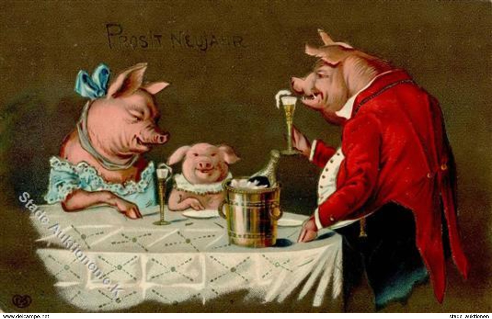 Schwein Personifiziert Neujahr 1909 I-II (Stauchung) Cochon Bonne Annee - Vaches