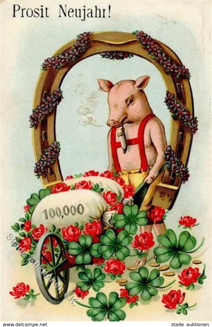 Schwein Personifiziert Neujahr Prägedruck 1910 I-II Cochon Bonne Annee - Kühe