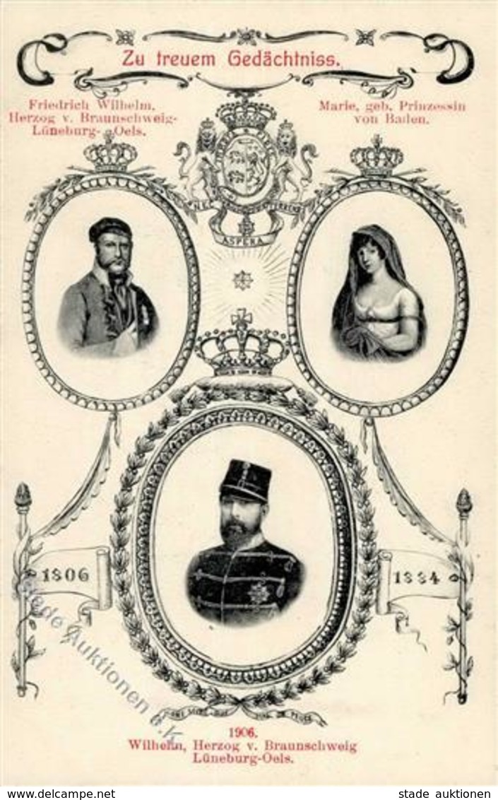 Adel BRAUNSCHWEIG - Erinnerungskarte 1906 - Wilhelm Herzog V. Braunschweig - Marie Geb. Prinzessin Von Baden - Friedrich - Royal Families