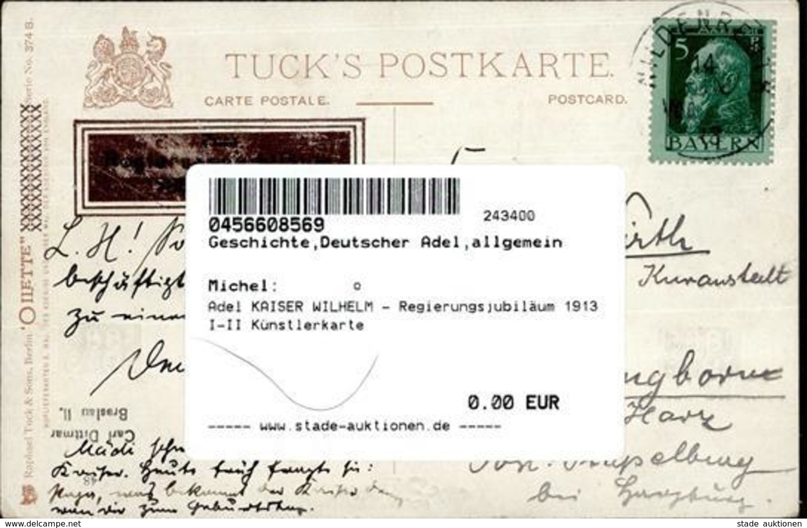 Adel KAISER WILHELM - Regierungsjubiläum 1913 I-II Künstlerkarte - Familias Reales