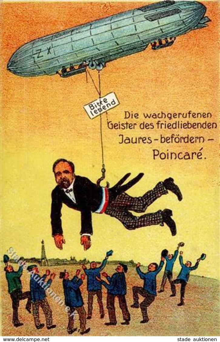 Antipropaganda WK I Frankreich Die Geister Des Friedliebenden Jaure Befördern Poincare I-II - Weltkrieg 1914-18