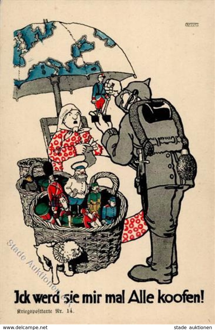 Antipropaganda WK I Ick Werd Sie Mir Mal Alle Koofen Künstlerkarte I-II - Guerra 1914-18