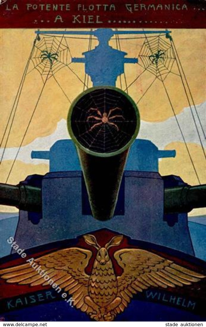 Antipropaganda WK I La Potente Flotta Germanica  Künstlerkarte I-II - Guerra 1914-18