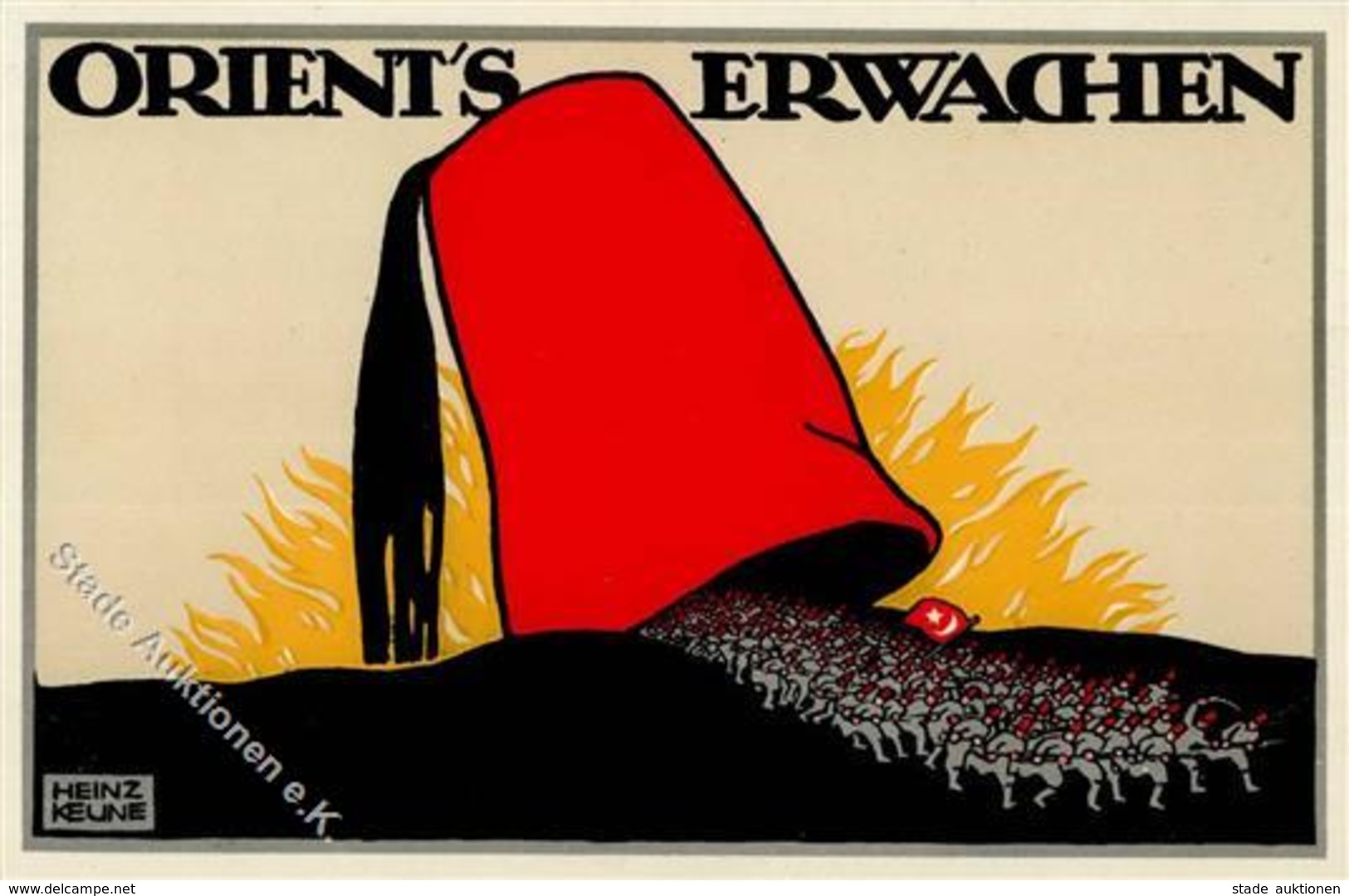 Antipropaganda WK I Orient's Erwachen Sign. Keune, Heiz Künstlerkarte I-II - War 1914-18