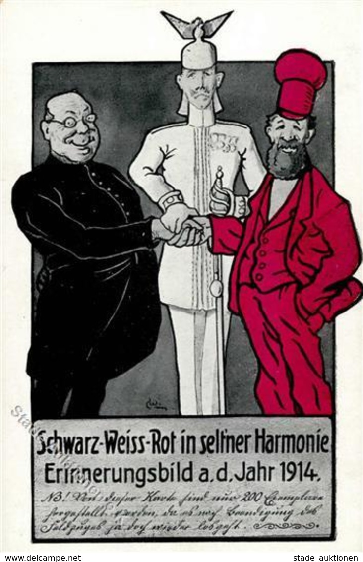 Antipropaganda WK I Schwarz-Weiß-Rot In Seltener Harmonie Künstlerkarte I-II - Guerra 1914-18