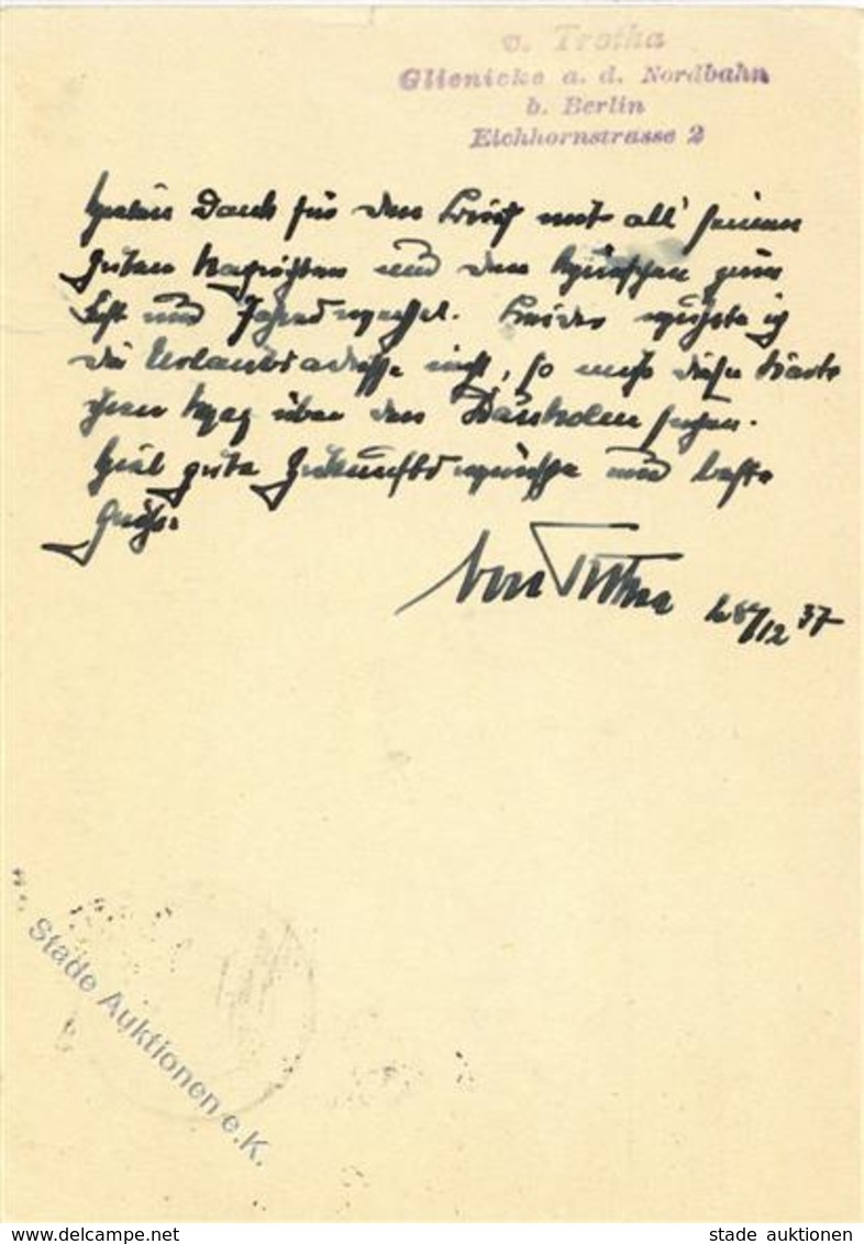 WK I Pour Le Merite Träger Trotha V. Admiral Autograph I-II - Guerre 1914-18