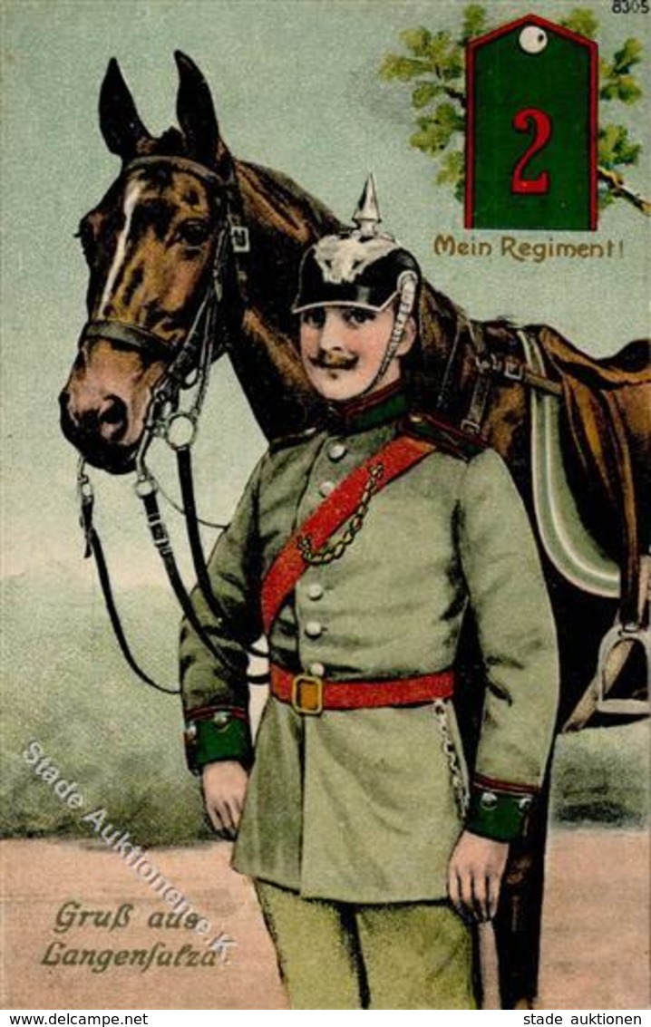Regiment Bad Langensalza (O5820) Nr.2 Jäger Regt. Zu Pferde  Prägedruck 1915 I-II - Régiments