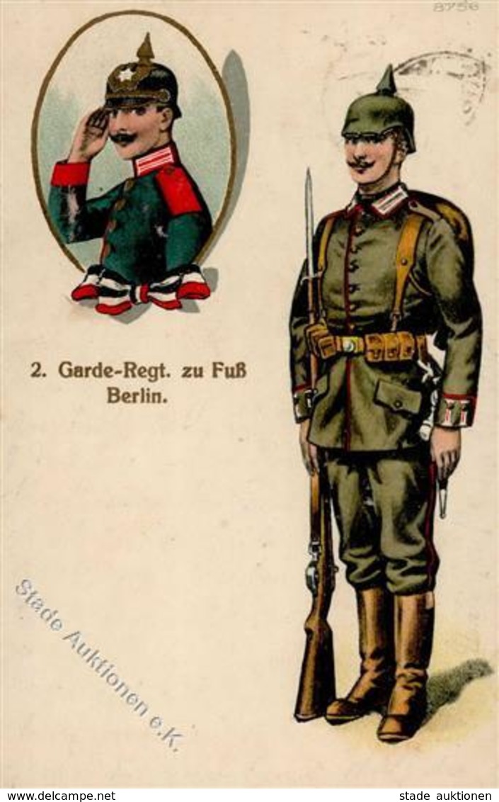 Regiment Berlin Mitte (1000) 2. Garde Regt. Zu Fuß  1917 I-II (fleckig) - Regimientos