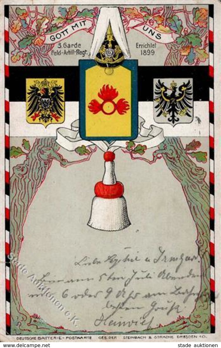 Regiment Berlin Mitte (1000) 3. Garde Feld Artl. Regt.  1910 II (kleiner Einriss, Stauchung, Fleckig) - Regimientos
