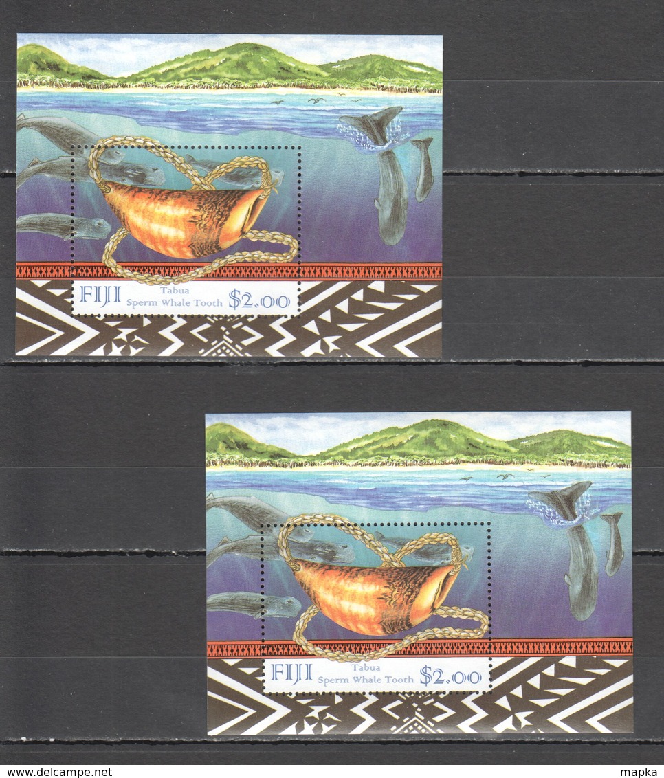 G1183 FIJI MARINE LIFE TABUA SPERM WHALE TOOTH 2BL MNH - Meereswelt