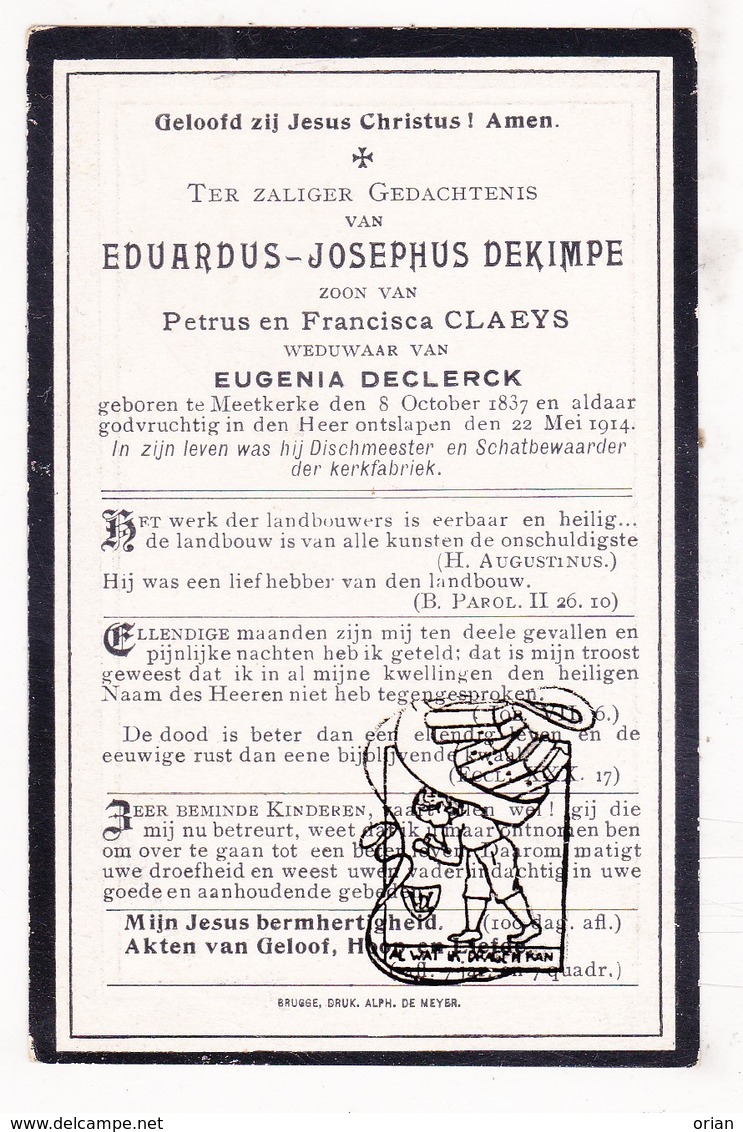 DP Eduardus J. Dekimpe / Claeys ° Meetkerke Zuienkerke 1837 † 1914 X Eugenia DeClerck - Images Religieuses