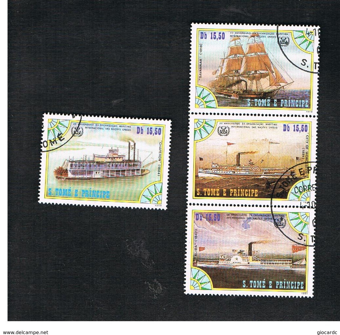 SAO TOME' E PRINCIPE (ST. THOMAS AND PRINCE) - MI 920.923 - 1984 SHIPS (4 STAMPS, 3 SE-TENANT) - USED - Sao Tomé E Principe