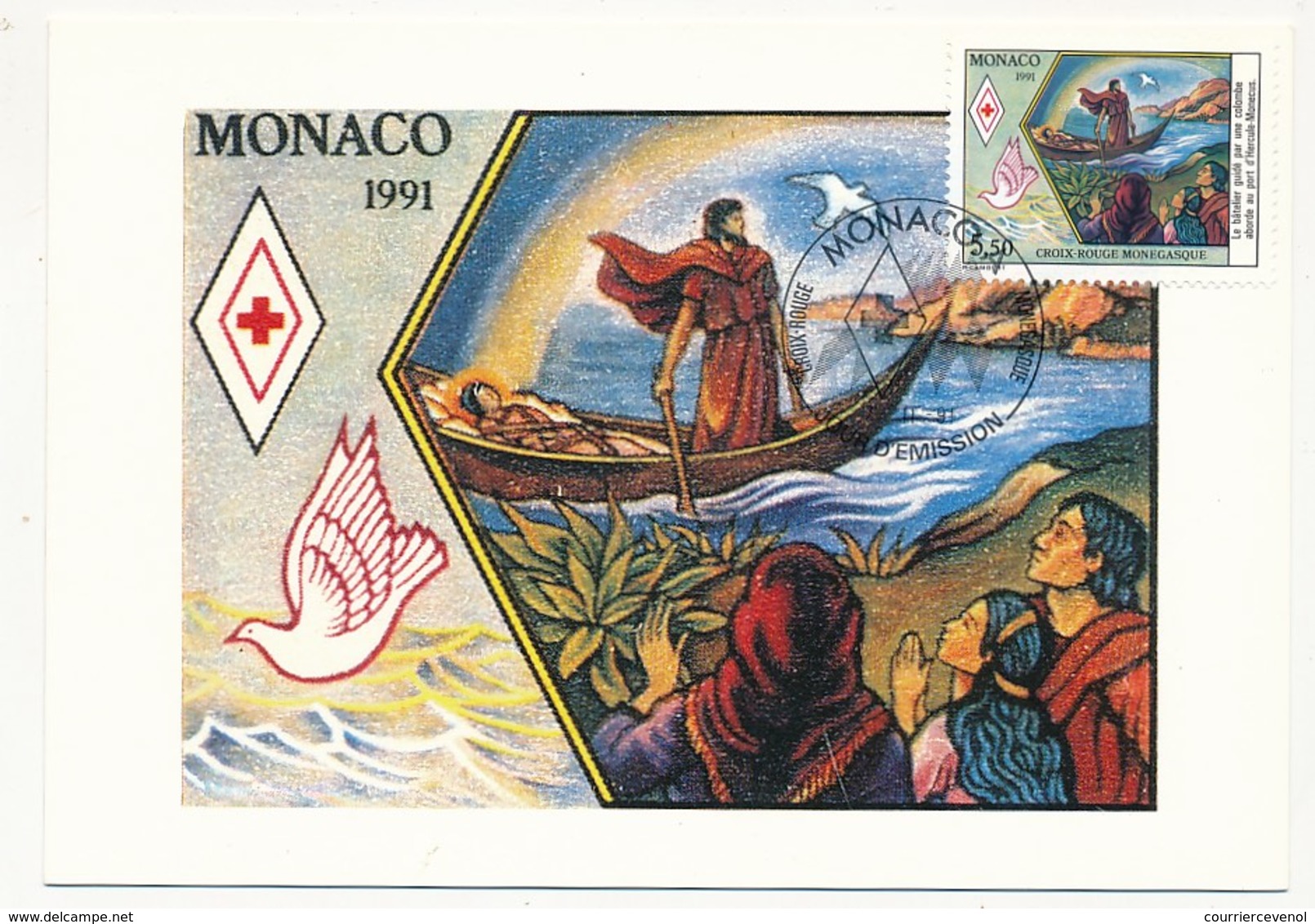 MONACO - Deux Cartes Maximum Croix Rouge 1991 - (Sainte Dévôte) - Cartes-Maximum (CM)