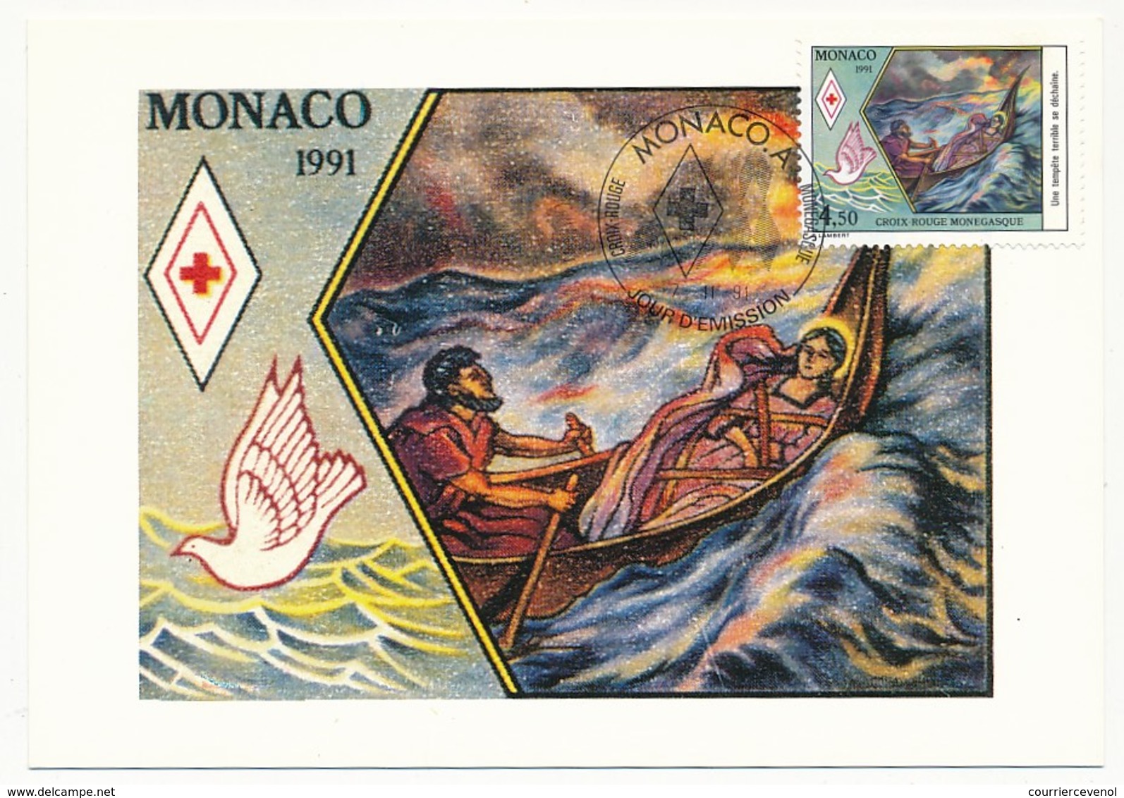 MONACO - Deux Cartes Maximum Croix Rouge 1991 - (Sainte Dévôte) - Maximumkaarten