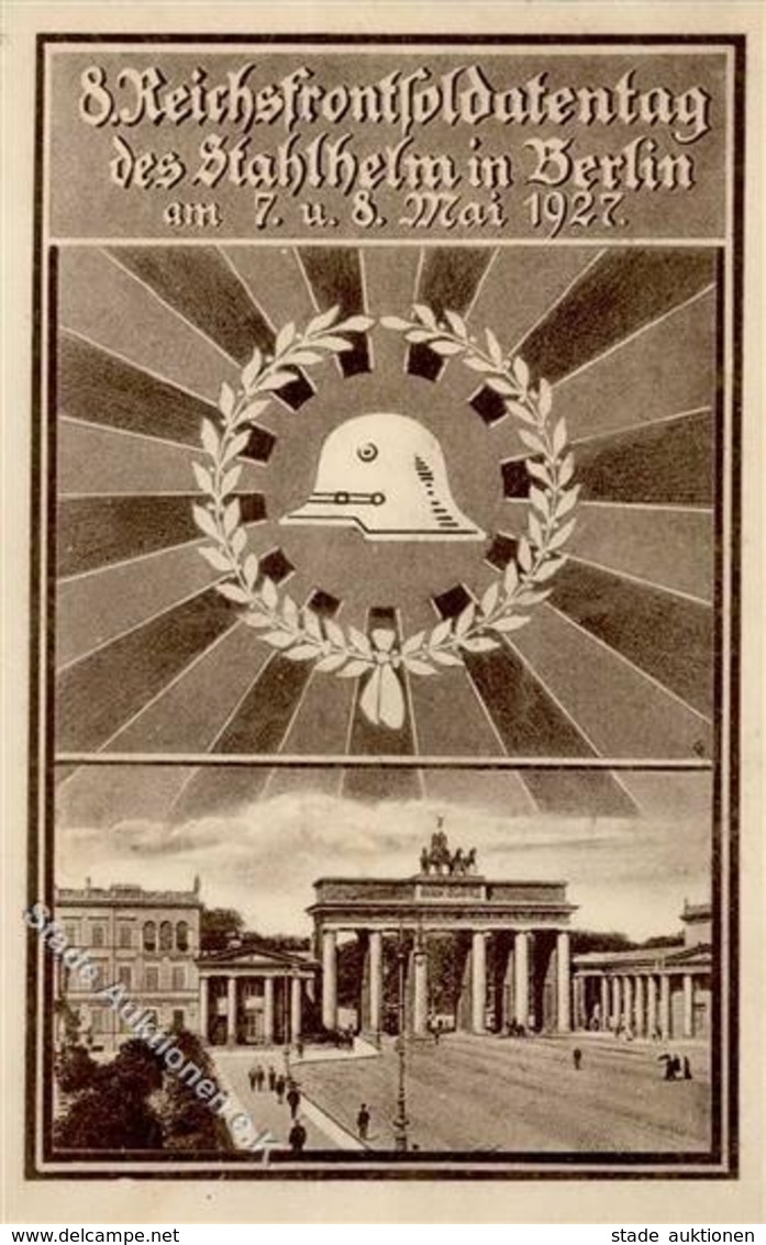 Weimarer Republik Berlin Mitte (1000) 8. Reichsfrontsoldatentag Des Stahlhelm I-II (Marke Entfernt) - Histoire