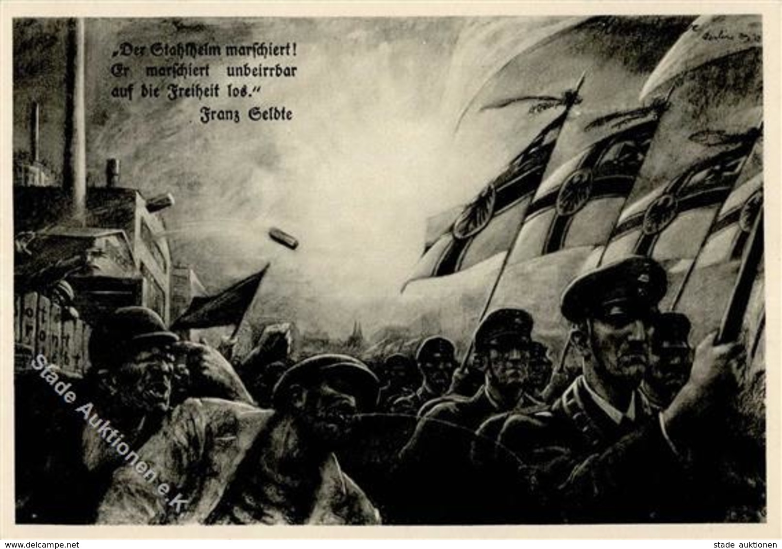 Weimarer Republik Stahlhelm Sign. Wever, Heinz Künstlerkarte I- - Histoire