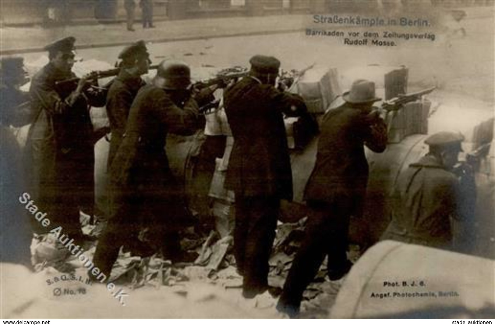 REVOLUTION BERLIN 1918/1919 - Straßenkämpfe In Berlin - Barrikaden Vor Dem Zeitungsverlag Rudolf Mosse Nr. 18 I - Histoire